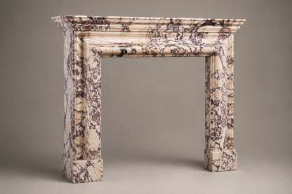 Sumire breccia viola marble fireplace mantel by 1-OPH, studio view