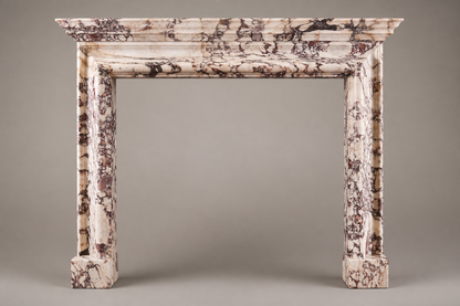 Sumire breccia viola marble fireplace mantel by 1-OPH, side elevation
