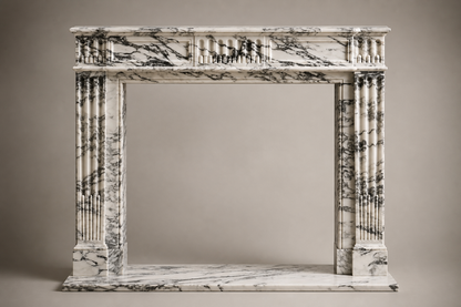 Manzil breccia viola marble fireplace mantel by 1-OPH, side elevation