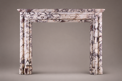 Malva breccia viola marble fireplace mantel by 1-OPH, side elevation
