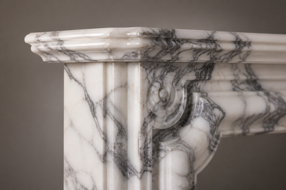Siena calacatta marble fireplace mantel by 1-OPH, surface detail