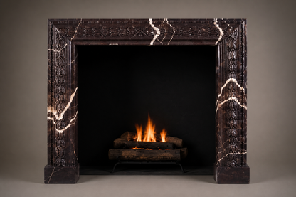 Amaranta plum marble fireplace mantel by 1-OPH, side elevation
