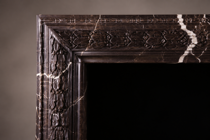 Amaranta plum marble fireplace mantel by 1-OPH, surface detail