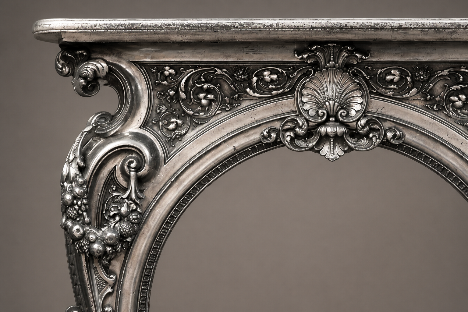 Anwar dark grey marble fireplace mantel by 1-OPH, surface detail