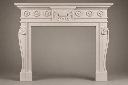 Nada pink-cream marble fireplace mantel by 1-OPH, side elevation