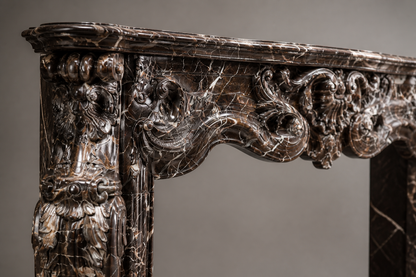 Granata plum marble fireplace mantel by 1-OPH, surface detail
