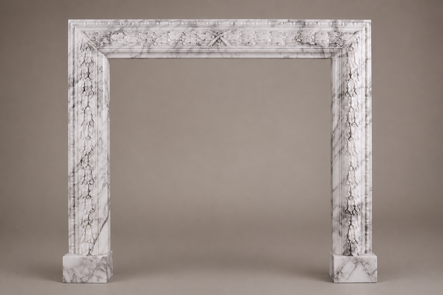 Remanso breccia viola marble fireplace mantel by 1-OPH, side elevation