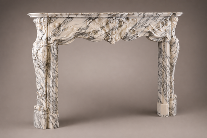 Marisma breccia viola marble fireplace mantel by 1-OPH, studio view