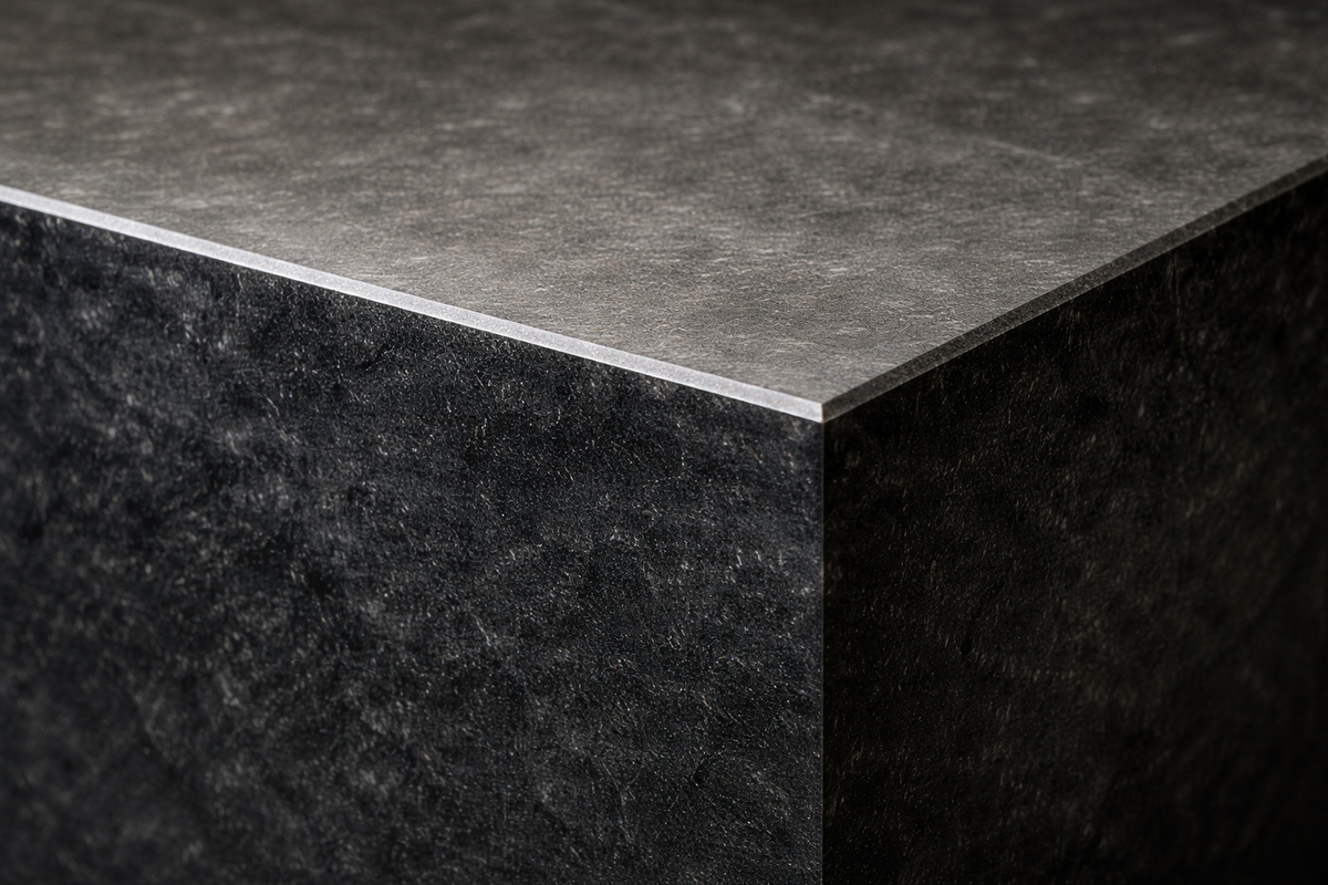 Chamfered Block Base Deep black marble plinth base by 1-OPH, surface detail