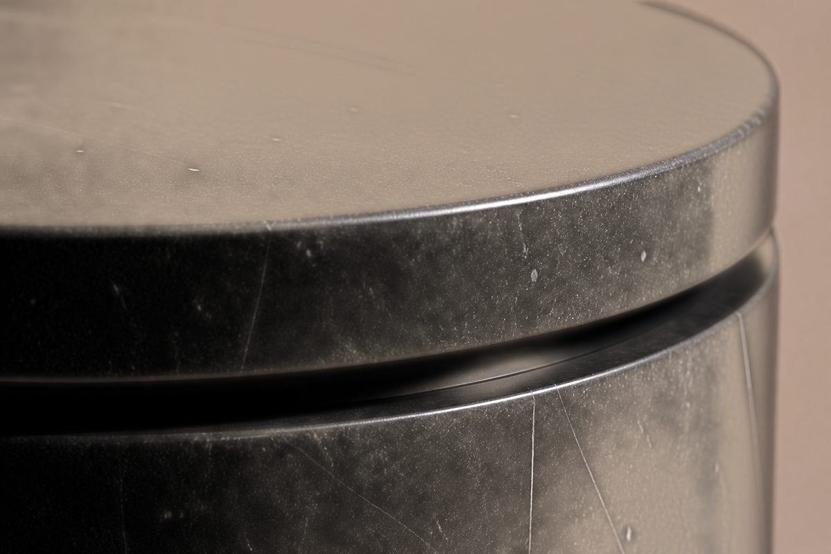 Circular Shadow-Gap Base Tall black marble plinth base by 1-OPH, surface detail