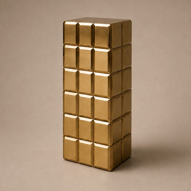 Cushion Grid Column — Polished Brass