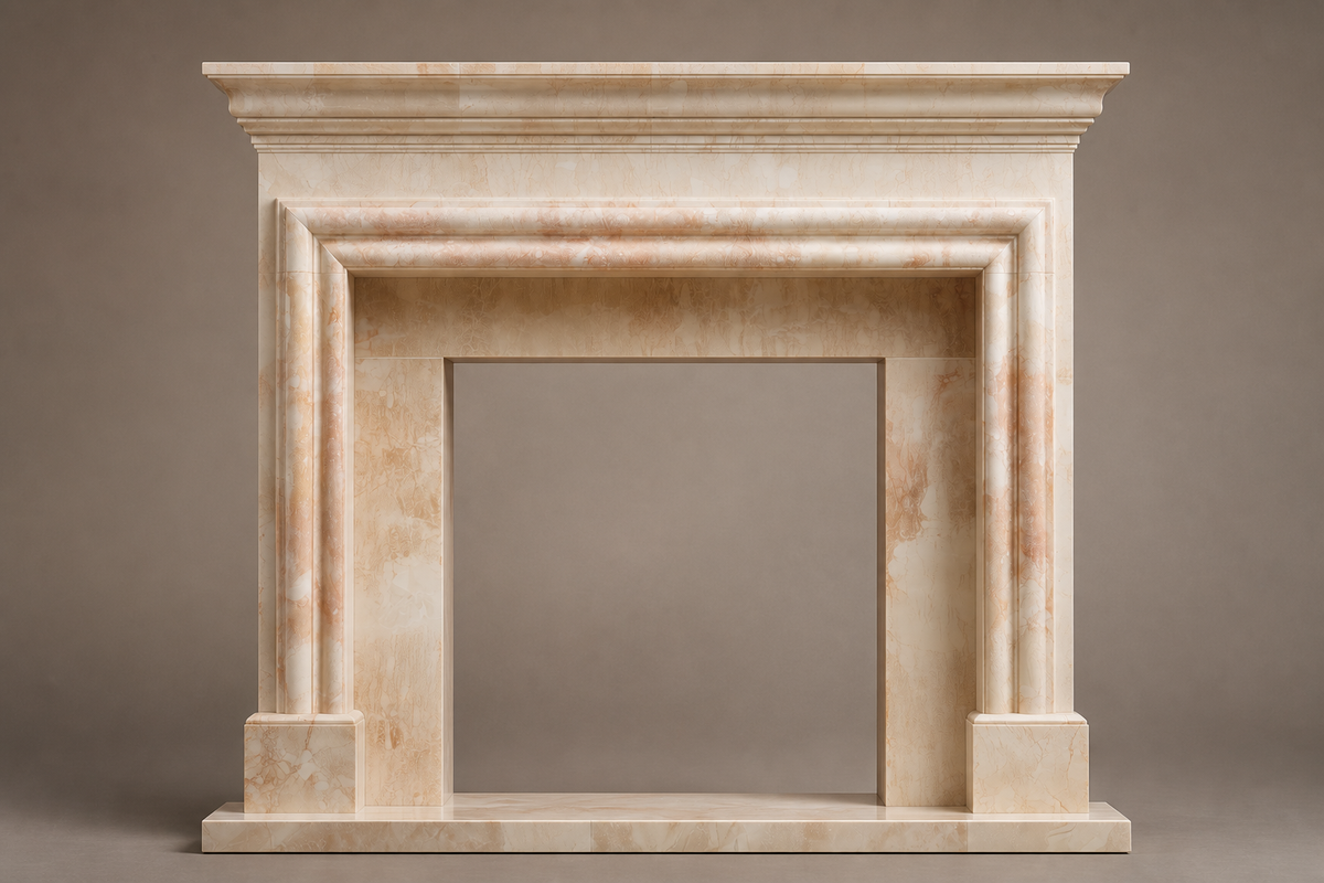 Dafa fireplace, side view showing the profile