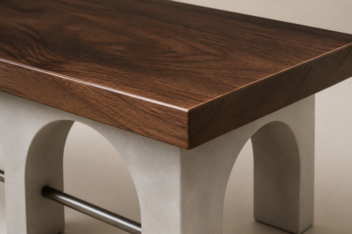 Descanso 240 stone sculptural bench, close studio detail of the surface and material