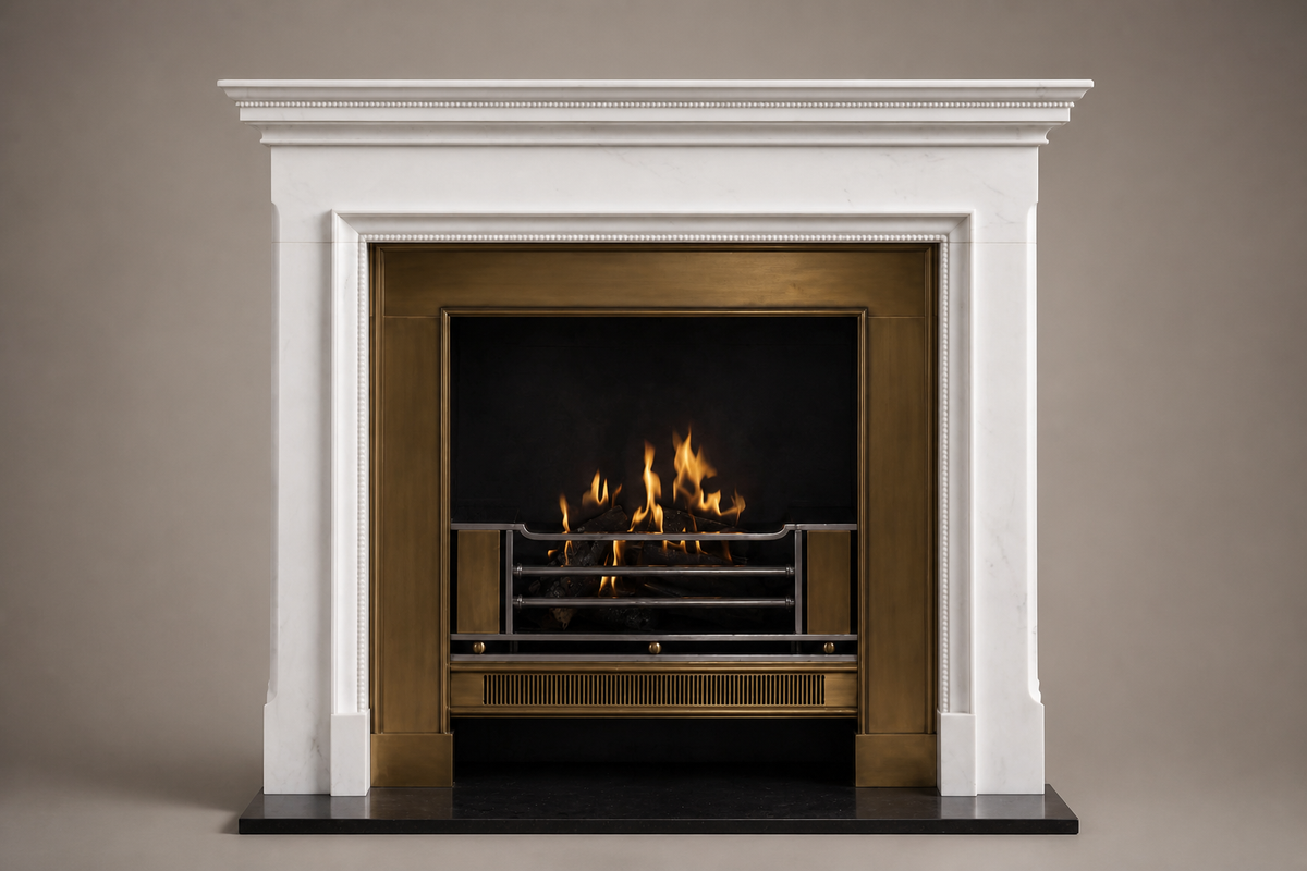 Dimora fireplace, side view showing the profile