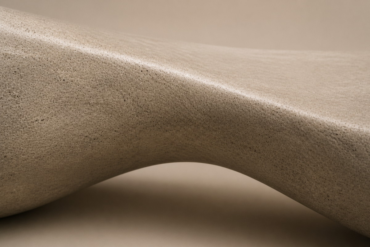 DUNE LOUNGE BENCH IX, close studio detail of the surface and material