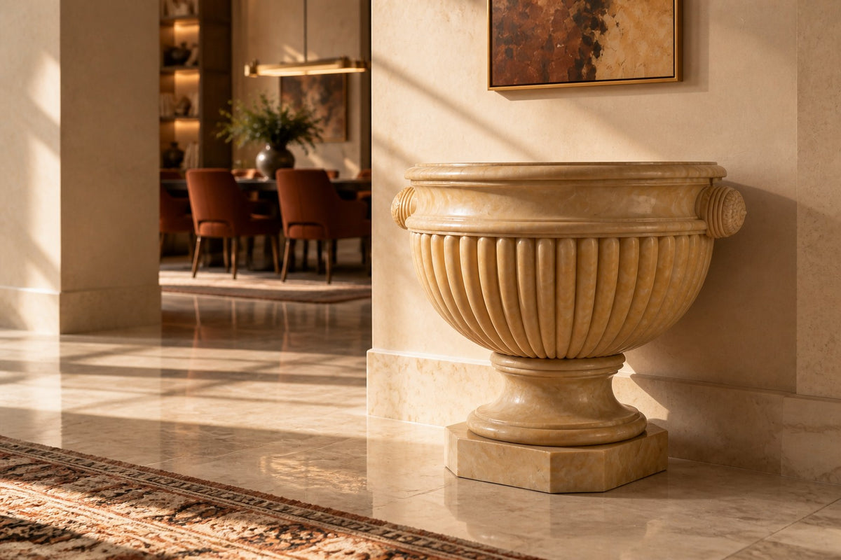 Egyptian Beige Classical Marble Urn Planter