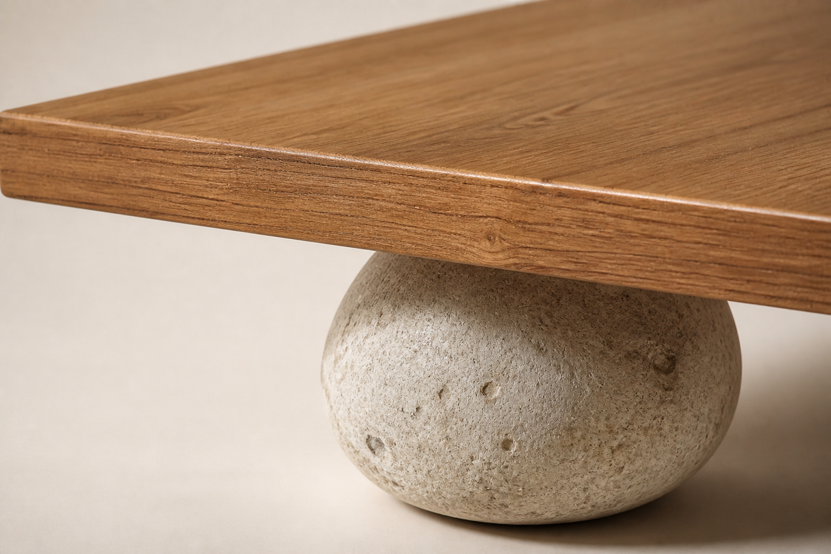 ELEMENT BALANCE BENCH VIII, close studio detail of the surface and material