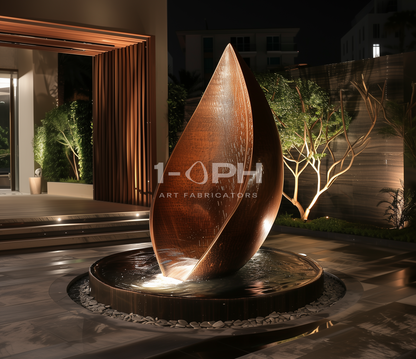 EMBER / RISE I stone fountain, studio view of the whole piece