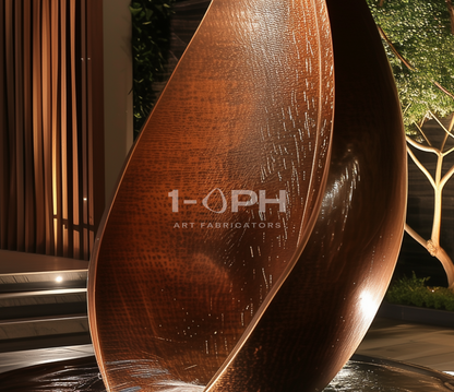 EMBER / RISE I stone fountain, close detail of the surface and edge
