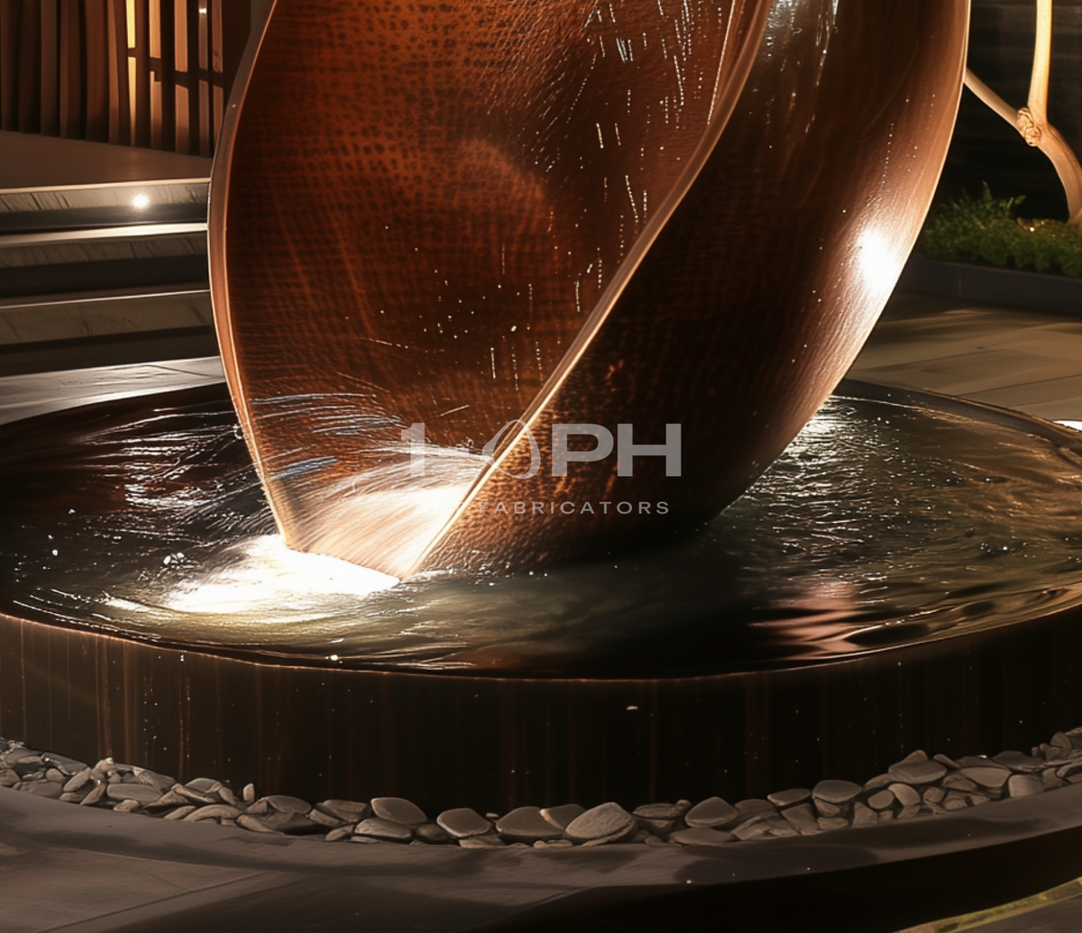EMBER / RISE I stone fountain, reverse studio view showing the back