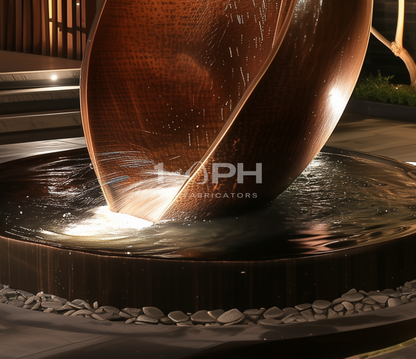 EMBER / RISE I stone fountain, reverse studio view showing the back