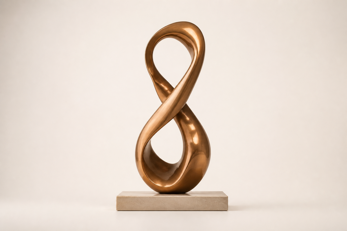 ETERNAL FLUX II bronze sculpture, studio view of the whole piece