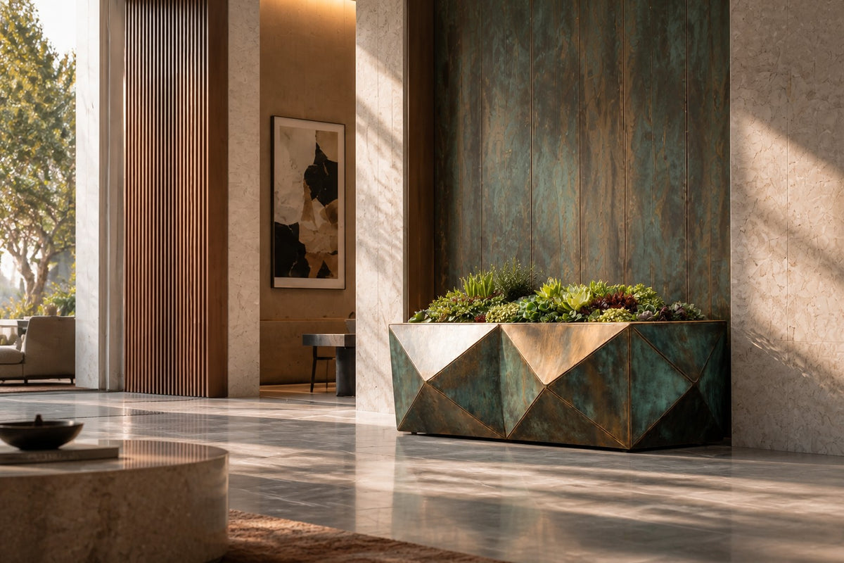 Facet Planter — Sculpted Stainless Series