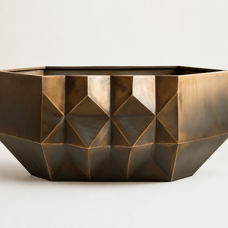 Faceted Bronze Geometric Luxury Planter