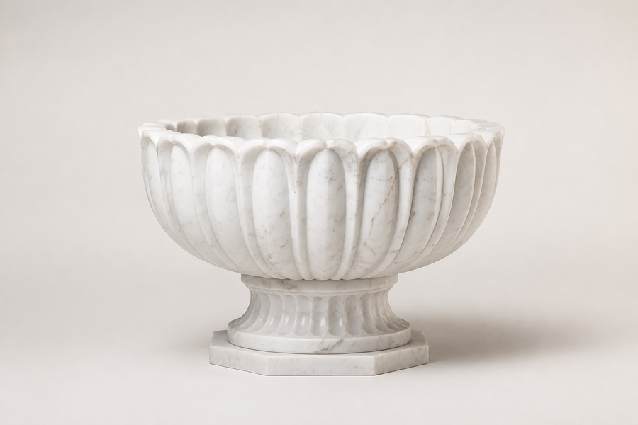 Fluted Crown Marble Urn Planter