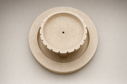 Volta limestone tiered fountain by 1-OPH, overhead view of the basin