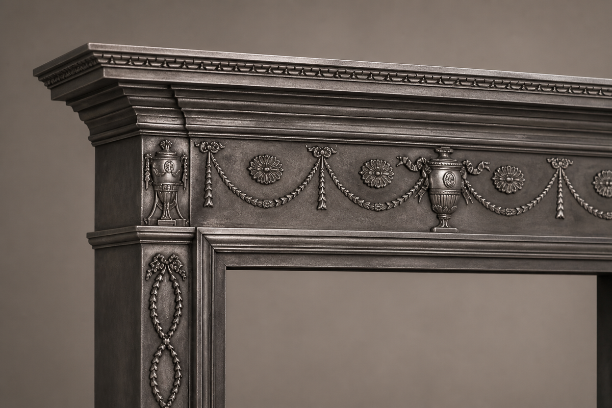 Fumara fireplace, close studio detail of the surface and material