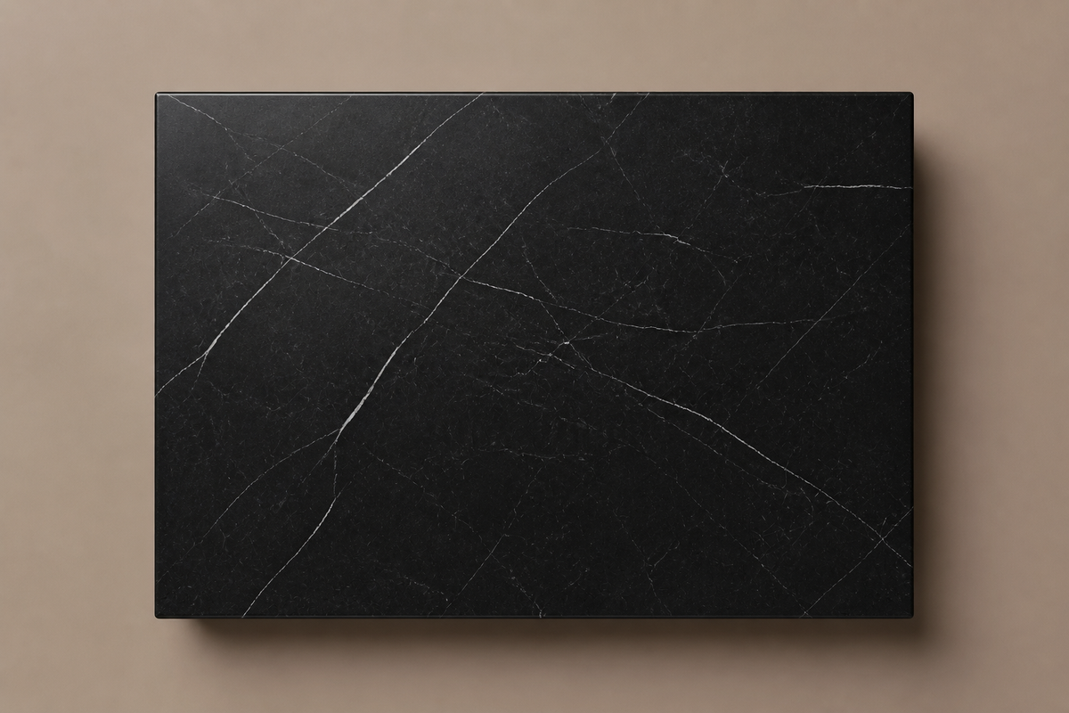 Grooved Band Base Plinth black marble plinth base by 1-OPH, overhead view