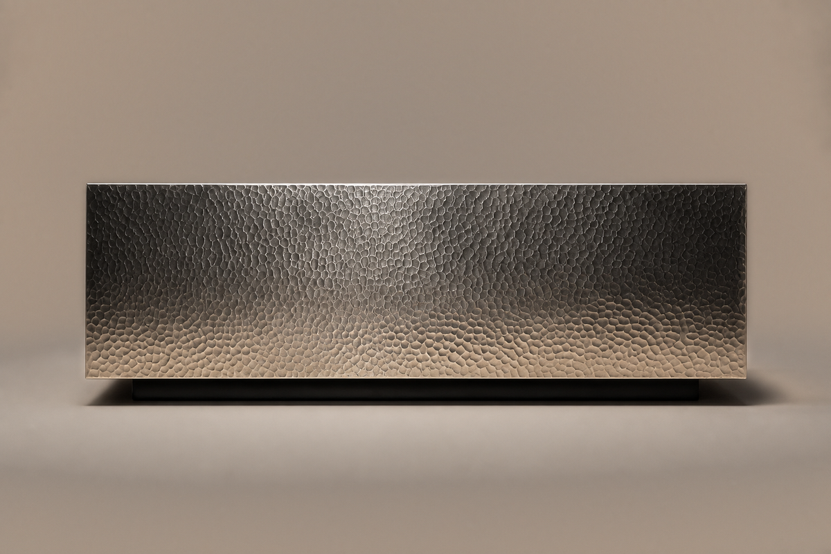Hammered Gunmetal Base Deep stainless steel 316 plinth base by 1-OPH, side elevation
