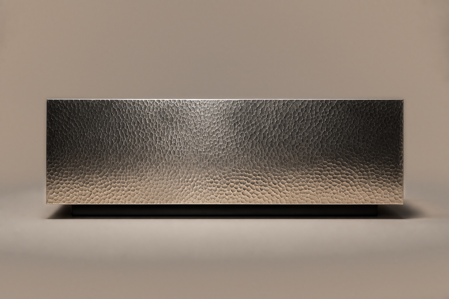 Hammered Gunmetal Base Deep stainless steel 316 plinth base by 1-OPH, side elevation