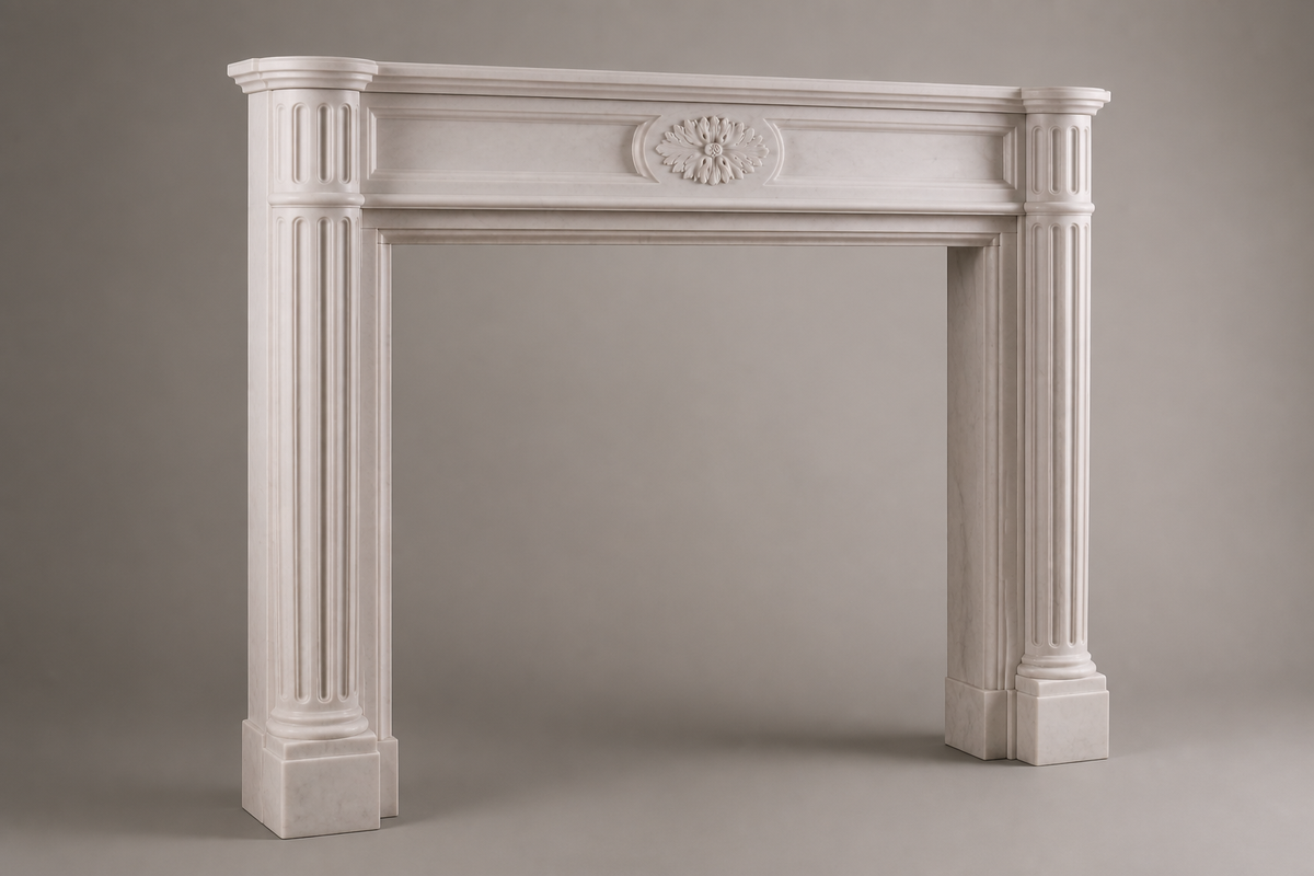 Hana fireplace, studio view of the whole piece