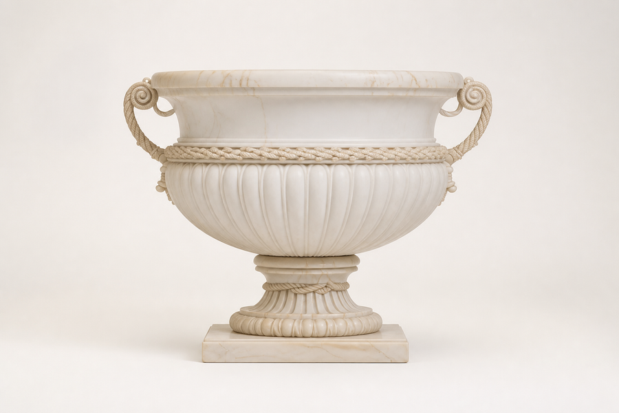Heritage Rope-Handle Marble Urn Planter