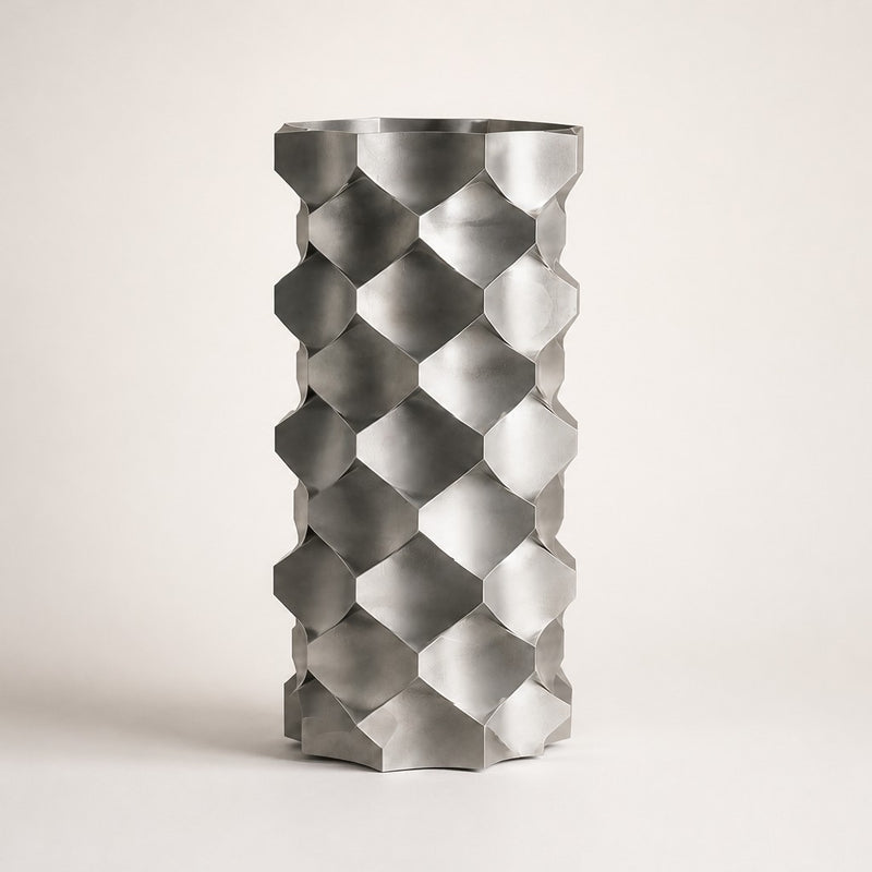 HexaFacet Stainless Steel Luxury Column Planter