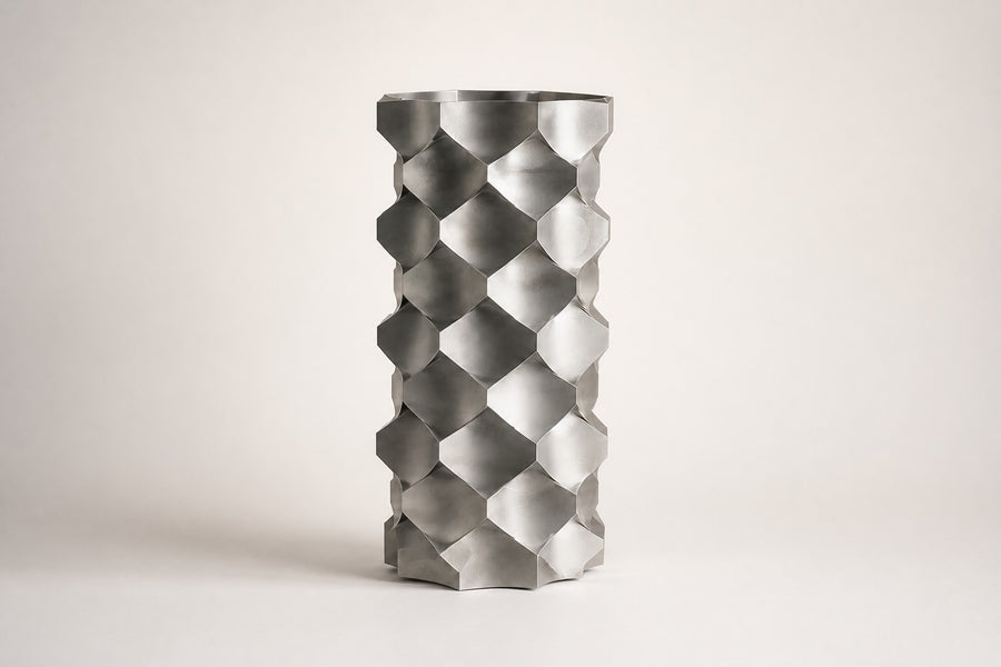 HexaFacet Stainless Steel Luxury Column Planter
