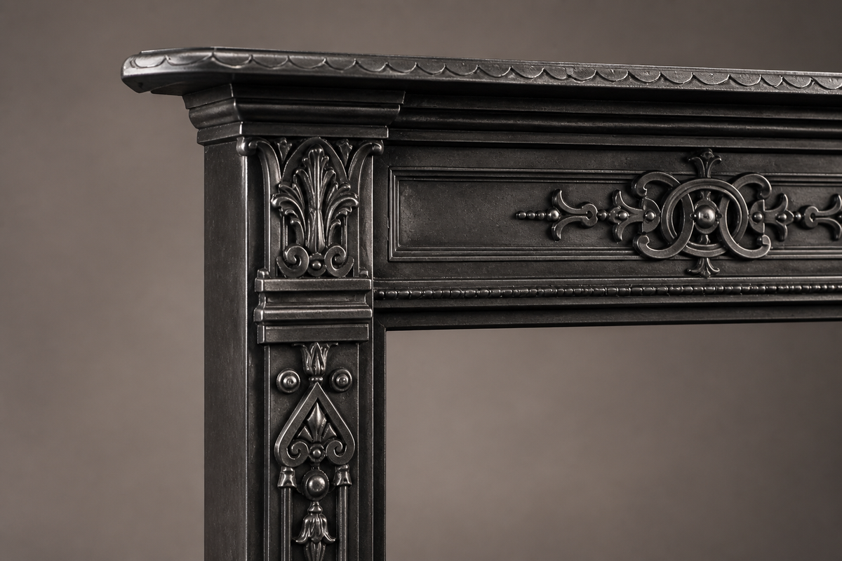 Homura fireplace, close studio detail of the surface and material