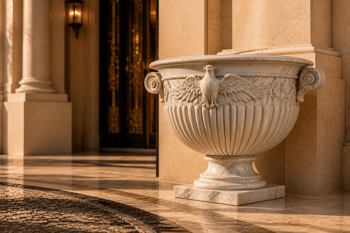 Imperial Eagle Marble Urn Planter