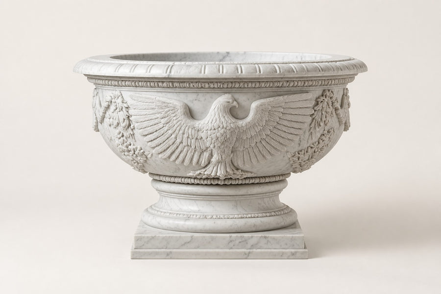 Imperial Eagle Marble Urn Planter