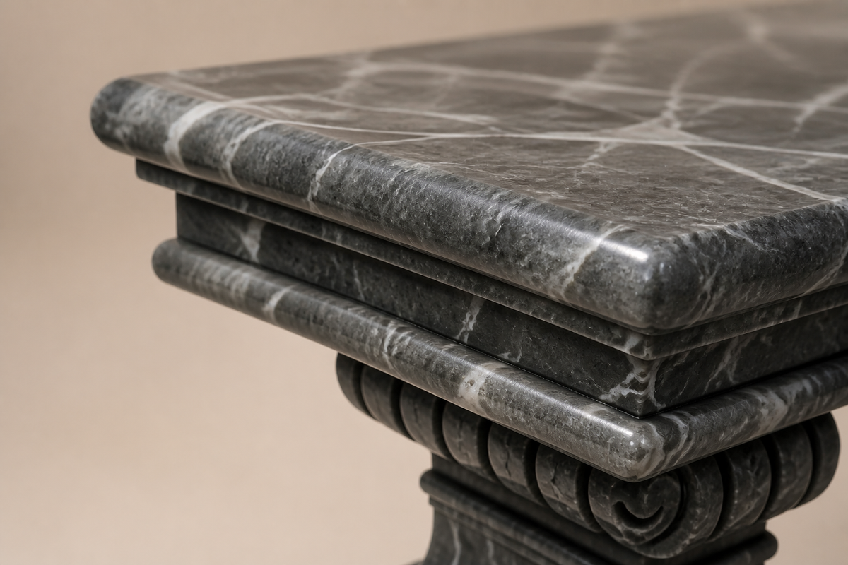 IMPERIAL STRATA BENCH I, close studio detail of the surface and material