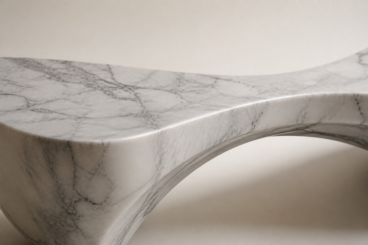 INFINITY ARC BENCH XV, close studio detail of the surface and material
