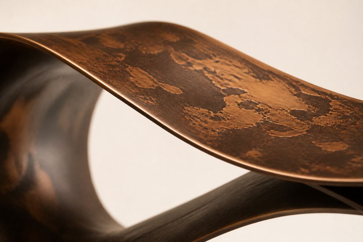 INFINITY WAVE BENCH I, close studio detail of the surface and material
