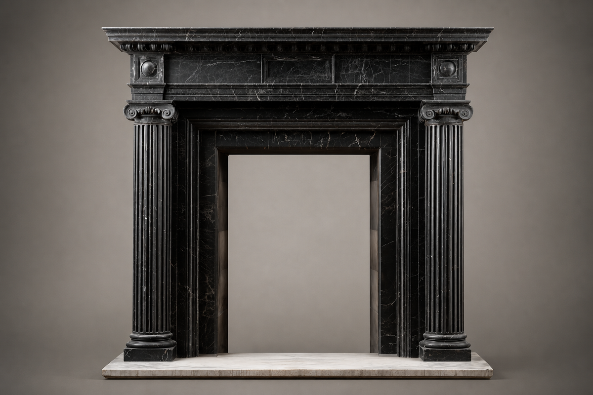 Kokoro fireplace, side view showing the profile