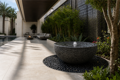 Lagoa rib courses in charcoal stone by 1-OPH, close detail