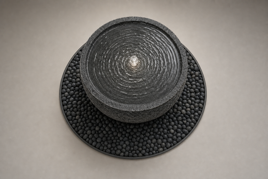 Lagoa stone fountain, close detail of the surface and edge