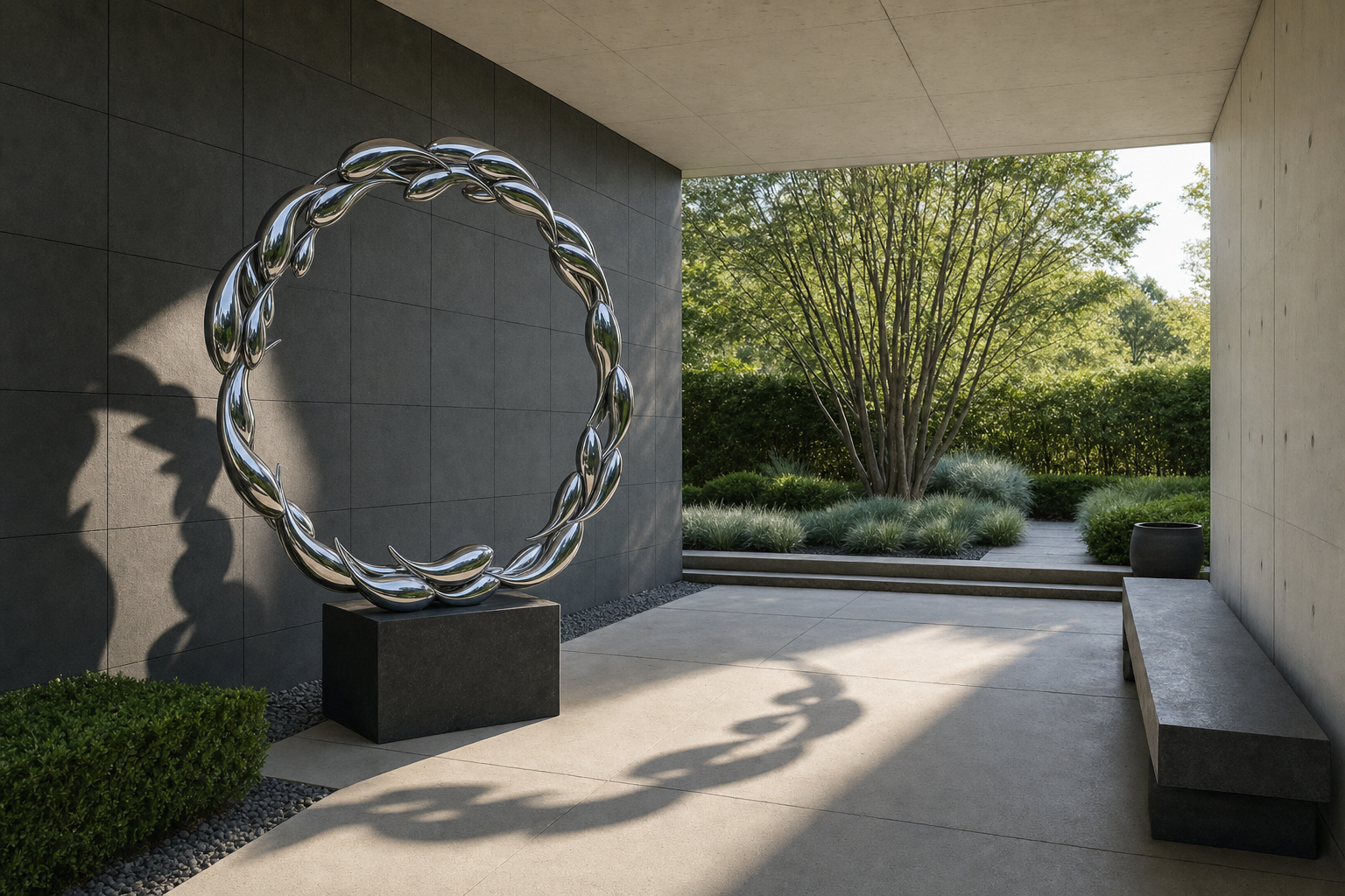 Nashira mirror-polished stainless steel ring sculpture by 1-OPH