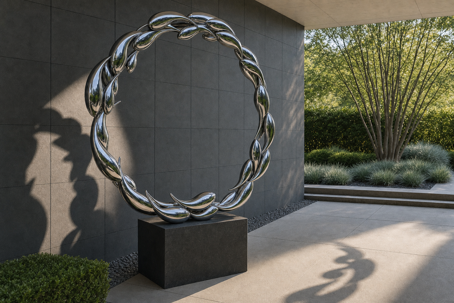 Nashira mirror-polished stainless steel ring sculpture by 1-OPH