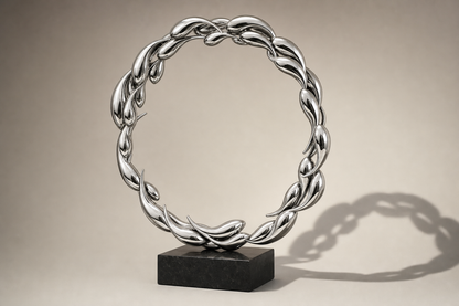 Nashira mirror-polished stainless steel ring sculpture by 1-OPH